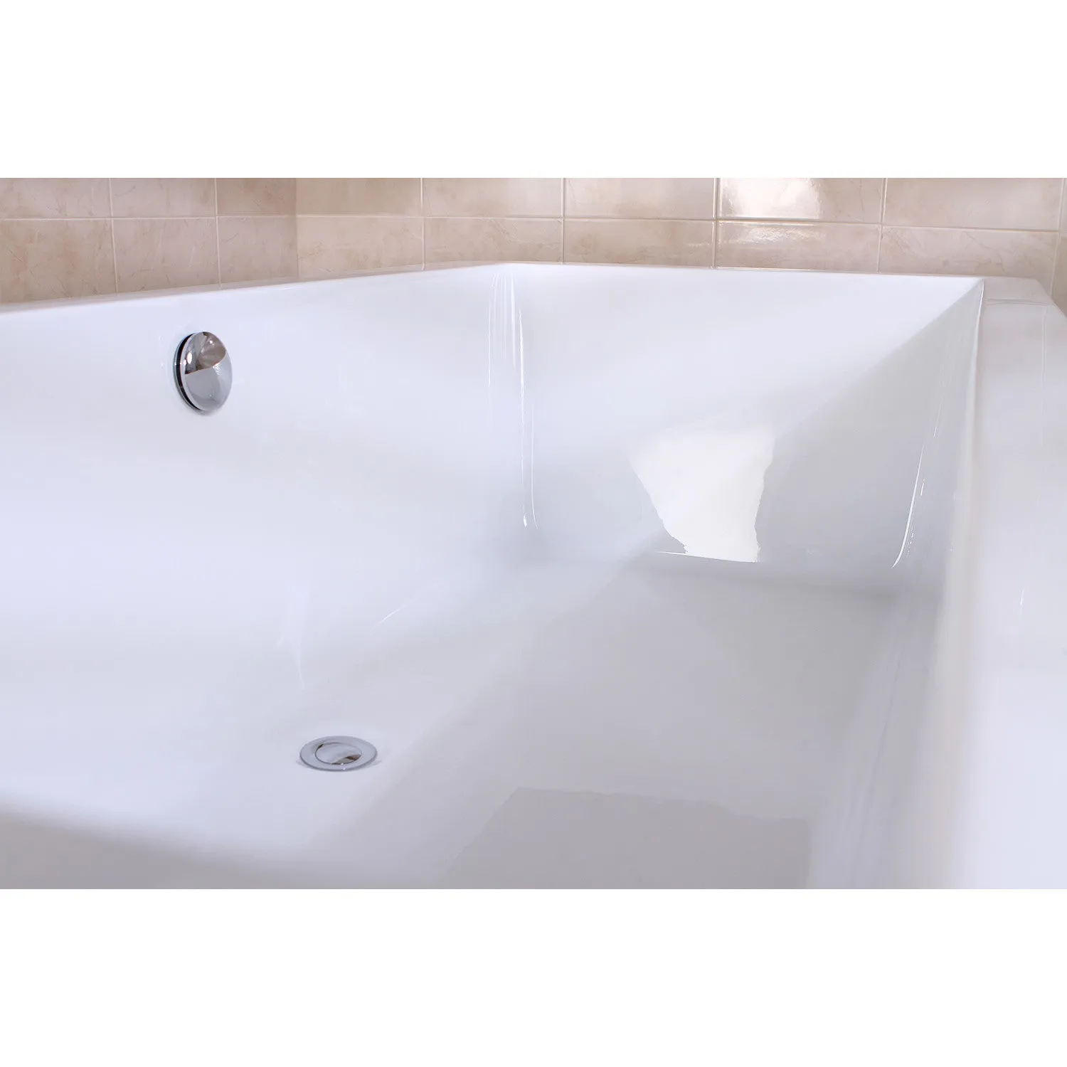 Kingston Brass VTSQ663422 66 Acrylic Rectangular Double Ended Freestanding Tub with Drain, Glossy White