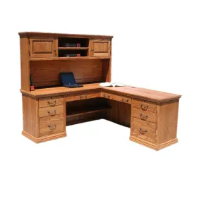 OD-O-T641 and OD-O-T641-H - Traditional Oak Desk and Return with Hutch