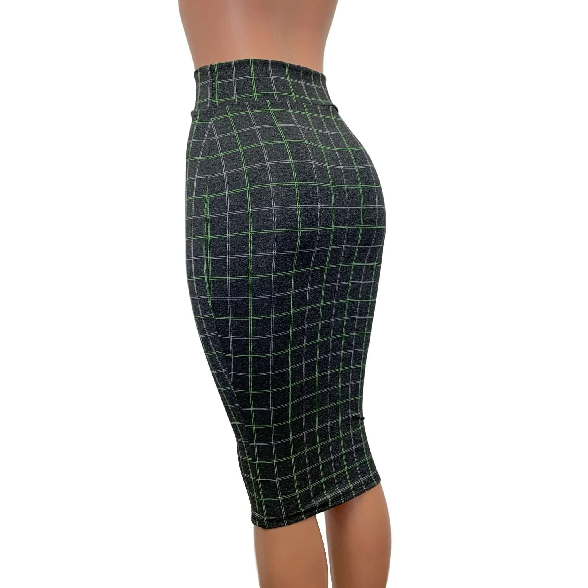 SALE - Long Pencil Skirt - Soft Gray Plaid - Bodycon Skirt - Midi Skirt