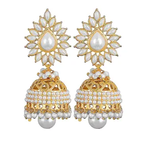 Yellow Chimes Ethnic Gold Plated Traditional Pearl Moti Jhumka Earrings for Women and Girls